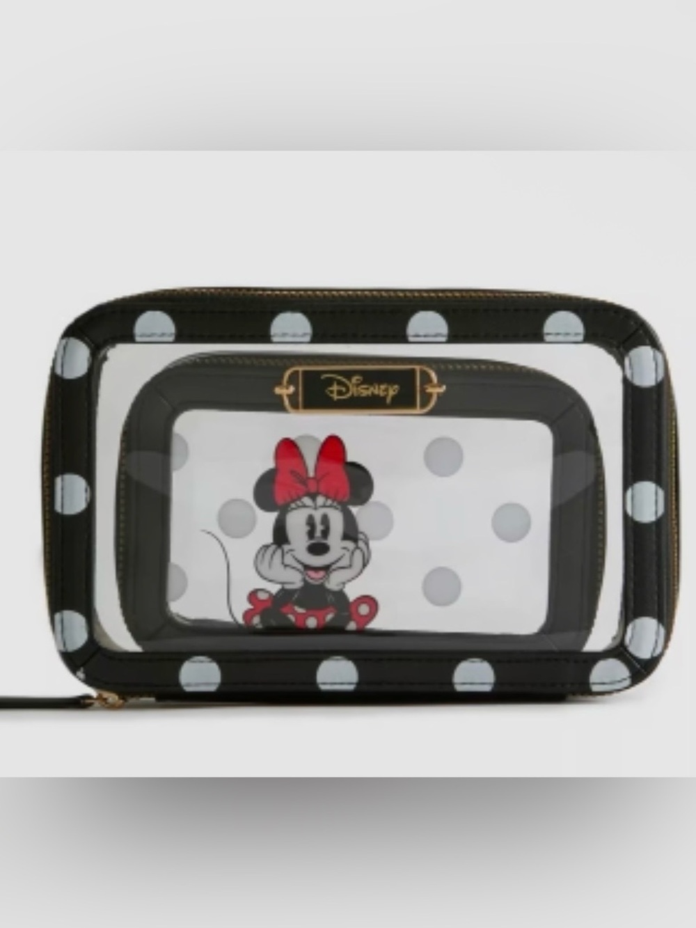 Primark x Disney Minnie Mouse Clear and Faux Leather 2 pc Travel Bag Set *NWT